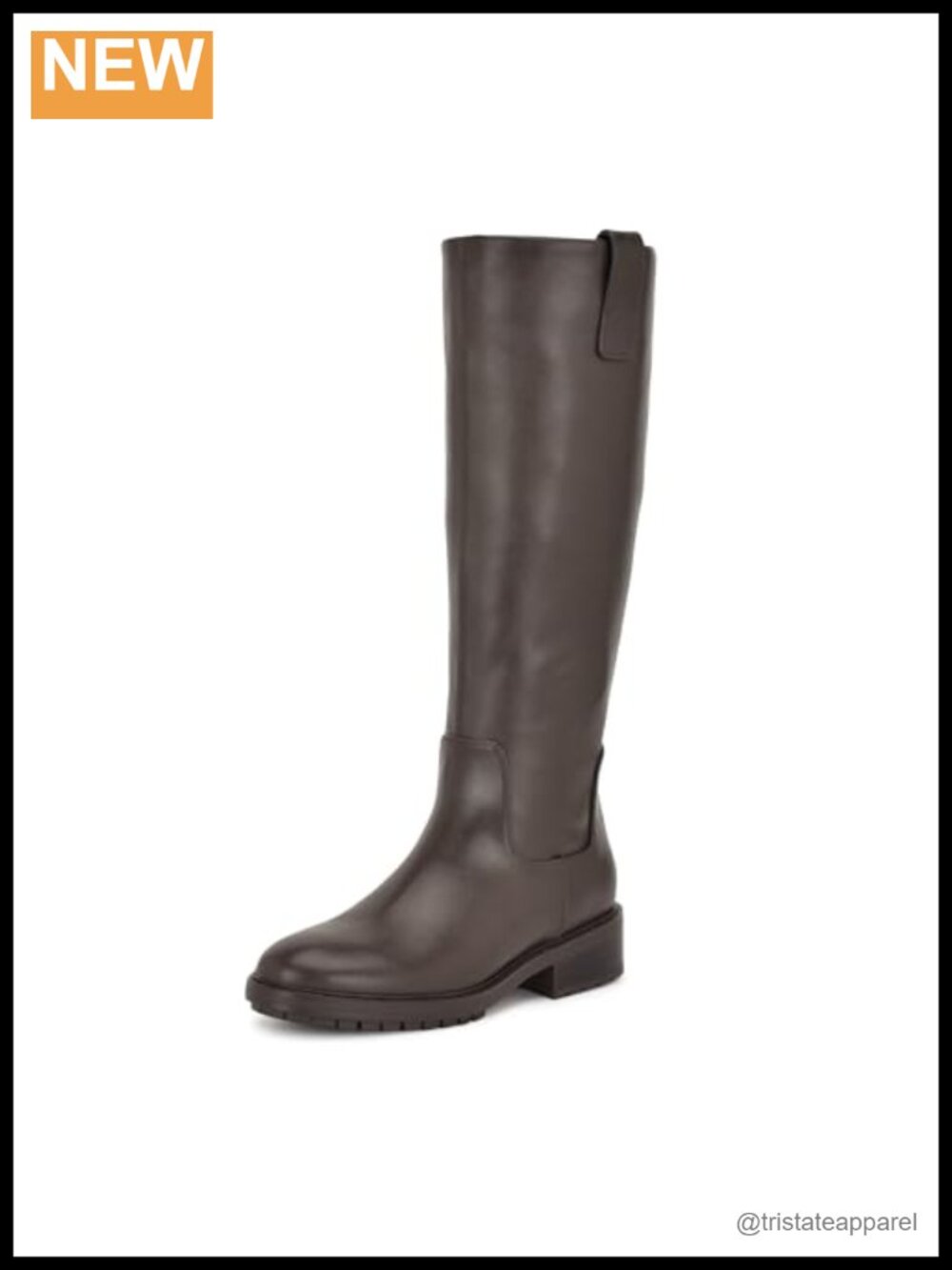 Nine West Leigha Knee High Boots Faux Leather Block Heel Zip